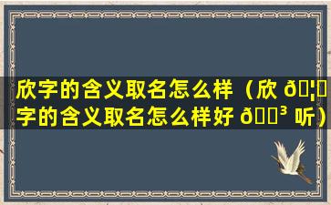 欣字的含义取名怎么样（欣 🦁 字的含义取名怎么样好 🐳 听）